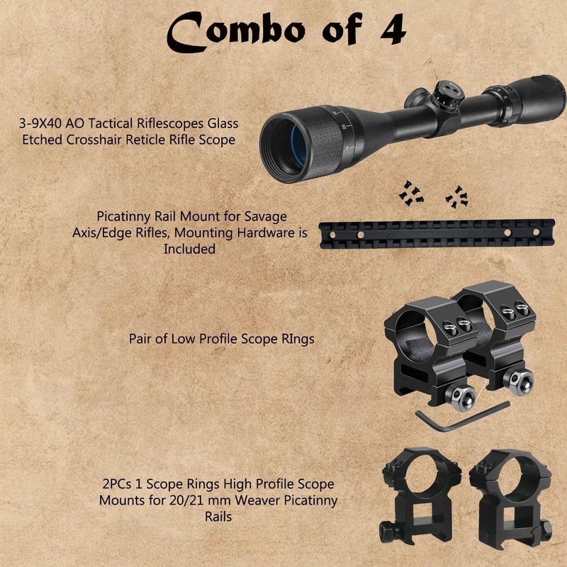 Gotical Store Picatinny Rail Mount for Savage Axis/Edge Rifles Mounting Hardware Included Allows for Picatinny or Weaver 5 PC of Each Size #6-48 Length 6mm/8mm - Image 2